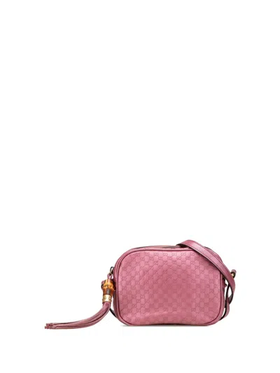 Pre-owned Gucci 2016-2025 Metallic Microssima Sunshine Disco Camera Bag Crossbody Bag In Pink