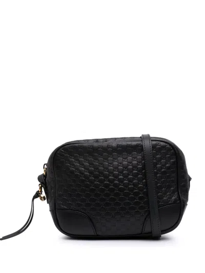 Pre-owned Gucci 2016-2025 Microssima Bree Crossbody Bag In Black