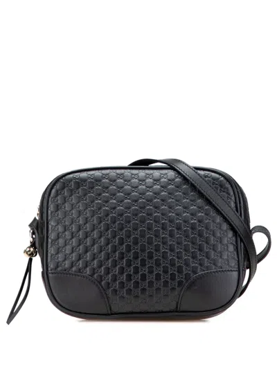 Pre-owned Gucci 2016-2025 Microssima Bree Crossbody Bag In Black