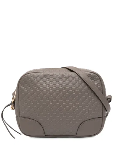 Pre-owned Gucci 2016-2025 Microssima Bree Crossbody Bag In Gray