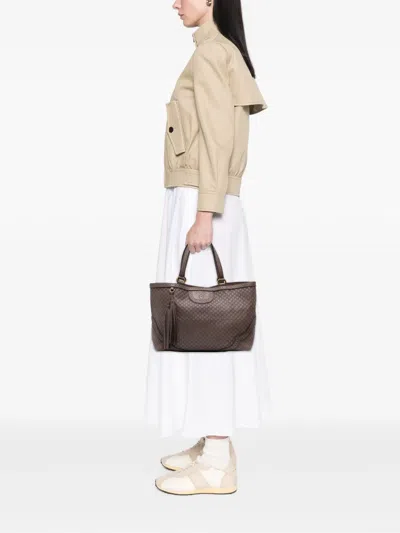 Pre-owned Gucci 2016-2025 Microssima Brogue Duilio Tote Bag In Brown