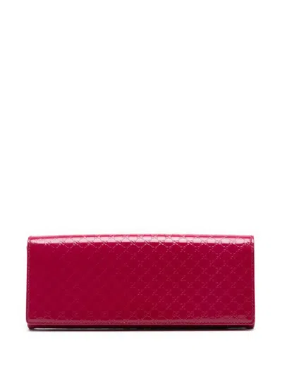 Pre-owned Gucci 2016-2025 Microssima Patent Broadway Clutch Bag In Pink