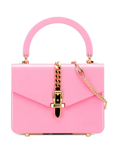 Pre-owned Gucci 2016-2025 Mini Acrylic Sylvie 1969 Top Handle Bag Satchel In Pink