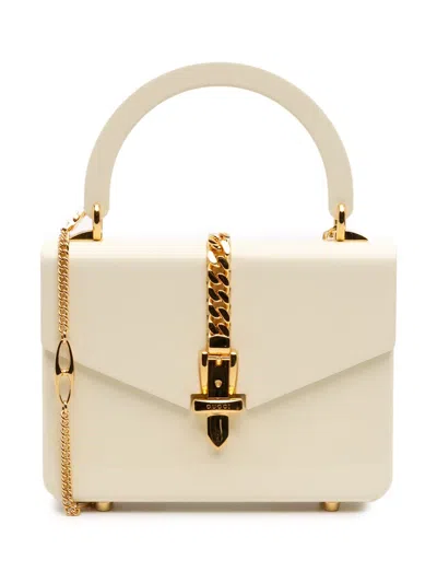 Pre-owned Gucci 2016-2025 Mini Acrylic Sylvie 1969 Top Handle Bag Satchel In White