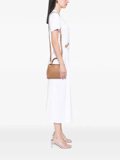 Pre-owned Gucci 2016-2025 Mini Calfskin Bamboo Shopper Satchel In Brown