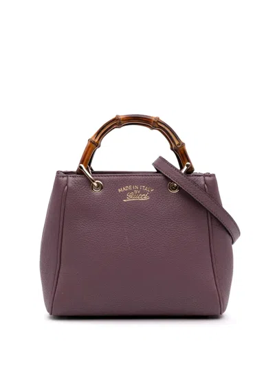 Pre-owned Gucci 2016-2025 Mini Calfskin Bamboo Shopper Satchel In Purple