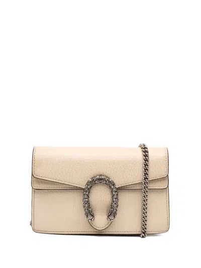 Pre-owned Gucci 2016-2025 Mini Dionysus Leather Crossbody Bag In White