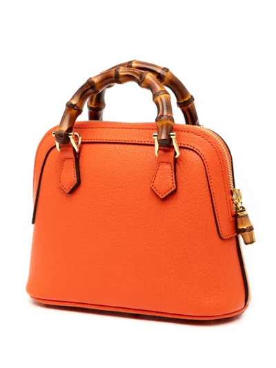 Pre-owned Gucci 2016-2025 Mini Dollar Calfskin Bamboo Diana Dome Satchel In Orange