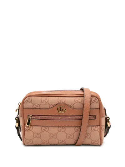 Pre-owned Gucci 2016-2025 Mini Gg Canvas Ophidia Crossbody Bag In Pink