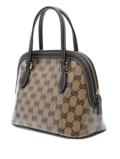 Pre-owned Gucci 2016-2025 Mini Gg Crystal Dome Satchel In Brown