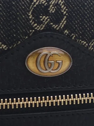 Pre-owned Gucci 2016-2025 Mini Gg Denim Ophidia Crossbody Bag In Black