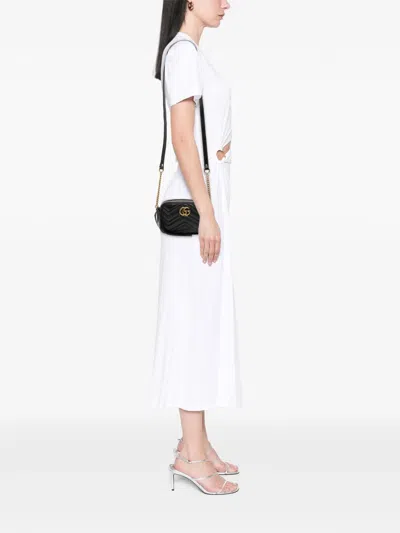 Pre-owned Gucci 2016-2025 Mini Gg Marmont Matelasse Leather Crossbody Bag In Black
