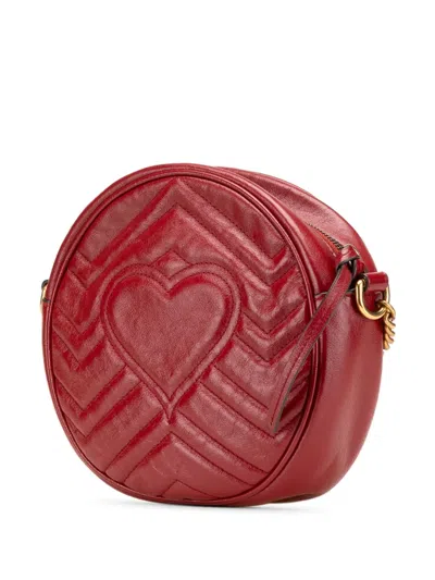 Pre-owned Gucci 2016-2025 Mini Gg Marmont Matelasse Leather Round Crossbody Bag