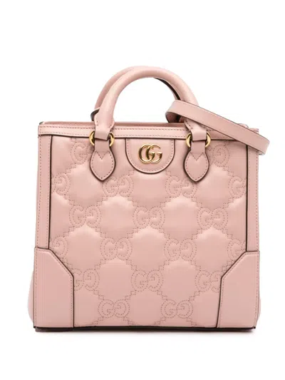 Pre-owned Gucci 2016-2025 Mini Gg Matelasse Leather Top Handle Bag Satchel In Pink