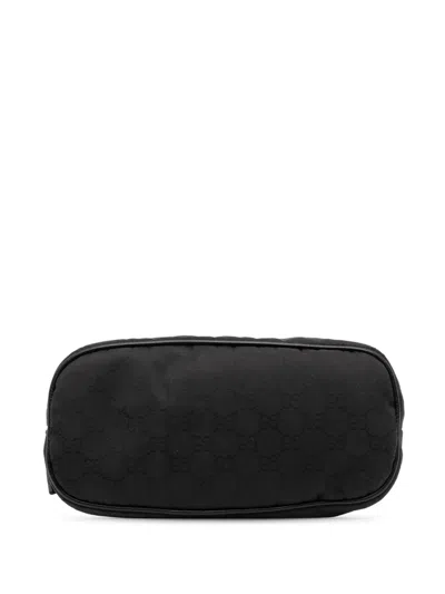 Pre-owned Gucci 2016-2025 Mini Gg Nylon Dome Satchel In Black