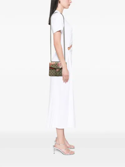 Pre-owned Gucci 2016-2025 Mini Gg Supreme Blooms Dionysus Crossbody Bag In Brown