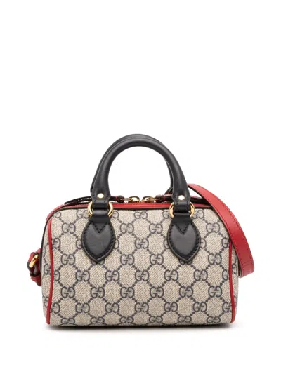 Pre-owned Gucci 2016-2025 Mini Gg Supreme Boston Bag Satchel In Brown