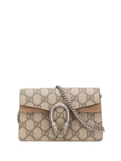 Pre-owned Gucci 2016-2025 Mini Gg Supreme Dionysus Crossbody Bag In Brown