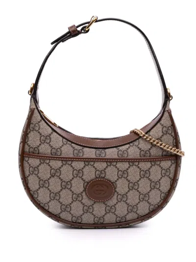 Pre-owned Gucci 2016-2025 Mini Gg Supreme Half Moon Bag Satchel