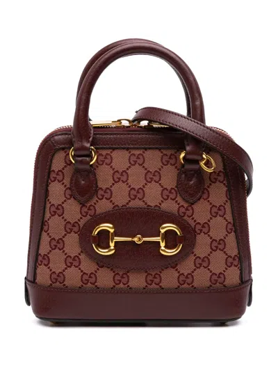 Pre-owned Gucci 2016-2025 Mini Gg Supreme Horsebit 1955 Top Handle Bag Satchel In Brown