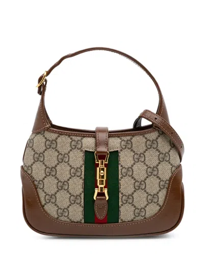 Pre-owned Gucci 2016-2025 Mini Gg Supreme Jackie 1961 Crossbody Bag In Brown
