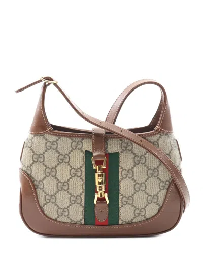 Pre-owned Gucci 2016-2025 Mini Gg Supreme Jackie 1961 Crossbody Bag In Brown