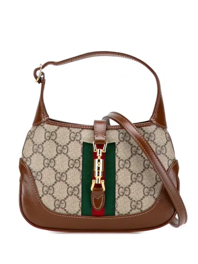 Pre-owned Gucci 2016-2025 Mini Gg Supreme Jackie 1961 Crossbody Bag In Brown
