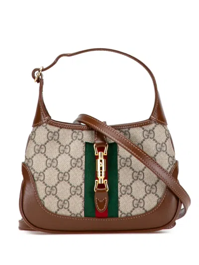 Pre-owned Gucci 2016-2025 Mini Gg Supreme Jackie 1961 Crossbody Bag In Brown