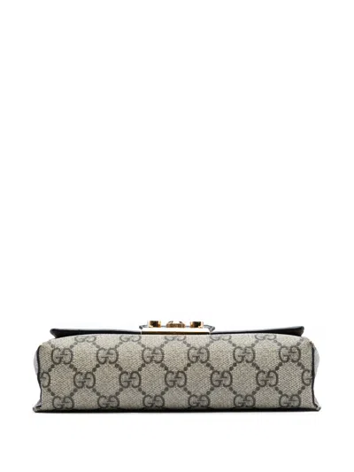 Pre-owned Gucci 2016-2025 Mini Gg Supreme Padlock Satchel In Brown