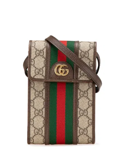 Pre-owned Gucci 2016-2025 Mini Gg Supreme Web Ophidia Crossbody Bag