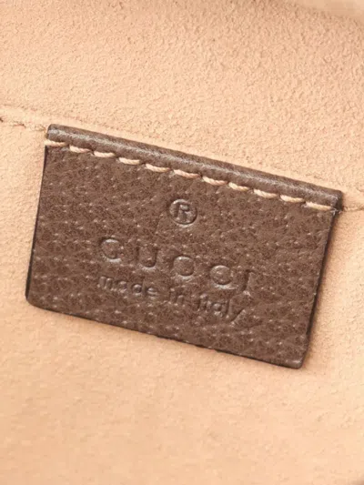 Pre-owned Gucci 2016-2025 Mini Gg Supreme Web Ophidia Satchel Crossbody Bag In Brown