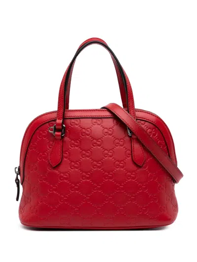 Pre-owned Gucci 2016-2025 Mini Ssima Dome Satchel In Red