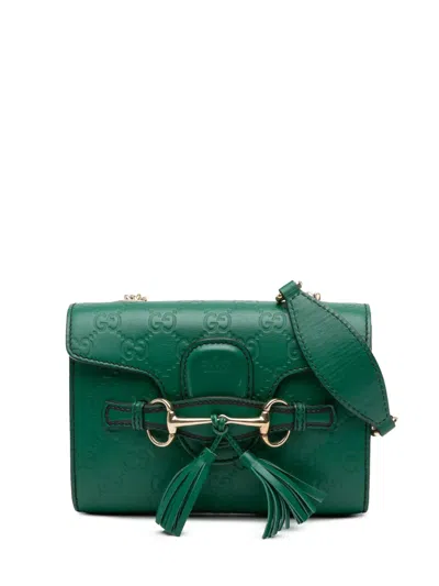 Pre-owned Gucci 2016-2025 Mini Ssima Emily Crossbody Bag In Green