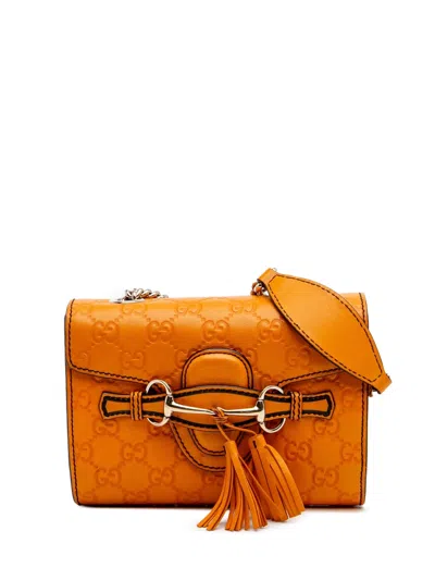 Pre-owned Gucci 2016-2025 Mini Ssima Emily Crossbody Bag In Orange