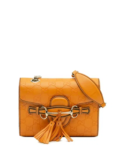 Pre-owned Gucci 2016-2025 Mini Ssima Emily Crossbody Bag In Orange