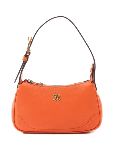 Pre-owned Gucci 2016-2025 Mini Leather Aphrodite Shoulder Bag In Orange