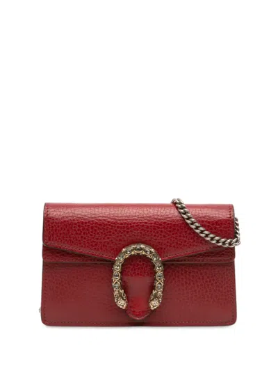 Pre-owned Gucci 2016-2025 Mini Leather Dionysus Crossbody Bag In Red