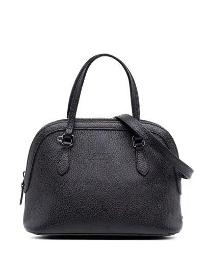 Pre-owned Gucci 2016-2025 Mini Leather Dome Satchel In Black