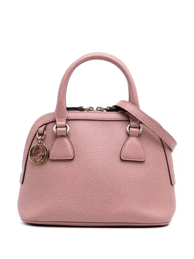 Pre-owned Gucci 2016-2025 Mini Leather Gg Charm Dome Satchel In Pink