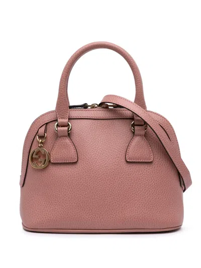 Pre-owned Gucci 2016-2025 Mini Leather Gg Charm Dome Satchel In Pink