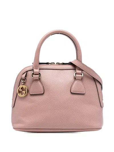 Pre-owned Gucci 2016-2025 Mini Leather Gg Charm Dome Satchel In Pink