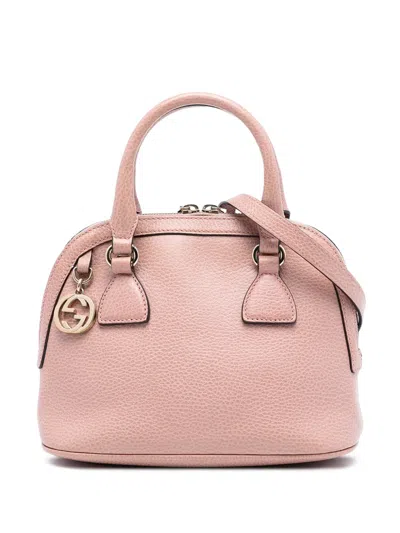 Pre-owned Gucci 2016-2025 Mini Leather Gg Charm Dome Satchel In Pink