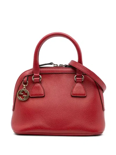 Pre-owned Gucci 2016-2025 Mini Leather Gg Charm Dome Satchel In Red
