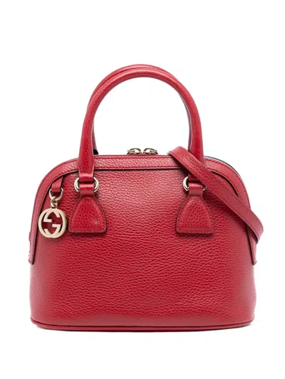 Pre-owned Gucci 2016-2025 Mini Leather Gg Charm Dome Satchel In Red