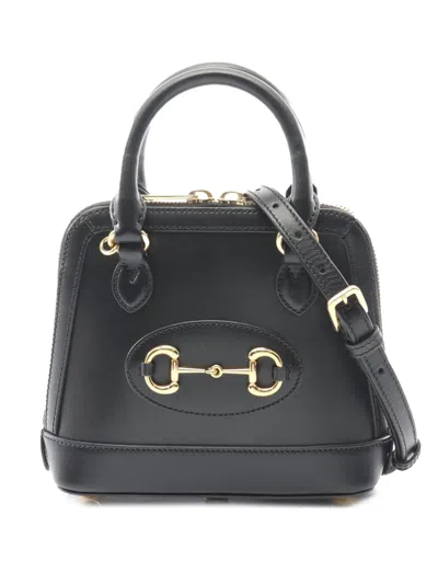 Pre-owned Gucci 2016-2025 Mini Leather Horsebit 1955 Top Handle Bag Satchel In Black