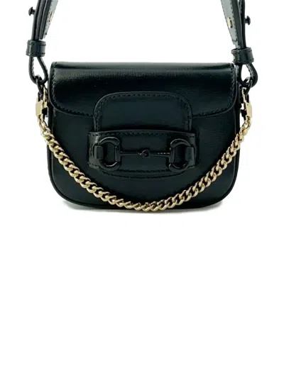 Pre-owned Gucci 2016-2025 Mini Leather Horsebit 1955 Web Satchel