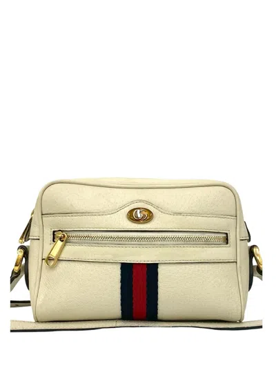 Pre-owned Gucci 2016-2025 Mini Leather Ophidia Crossbody Bag In White