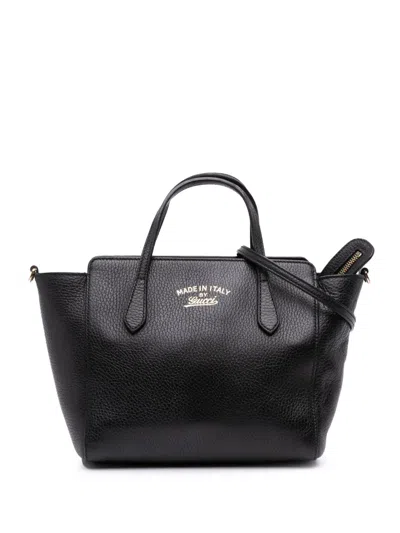 Pre-owned Gucci 2016-2025 Mini Leather Swing Satchel In Black