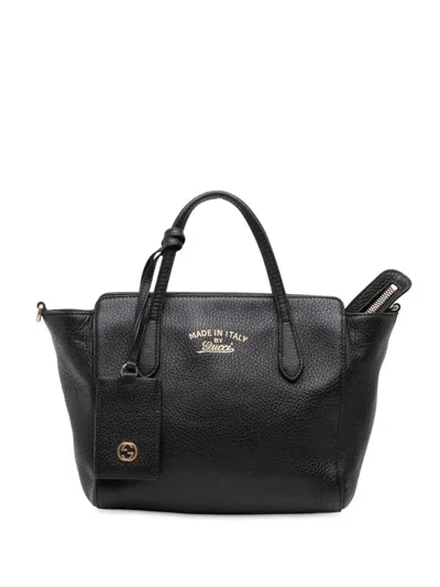 Pre-owned Gucci 2016-2025 Mini Leather Swing Satchel In Black