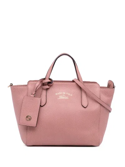 Pre-owned Gucci 2016-2025 Mini Leather Swing Satchel In Pink